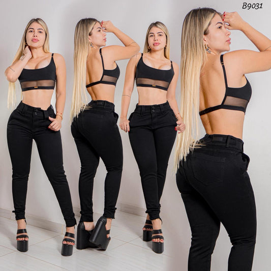 Jeans Skinny Stretch Negro - Ref B9031 - B9031-01.jpg