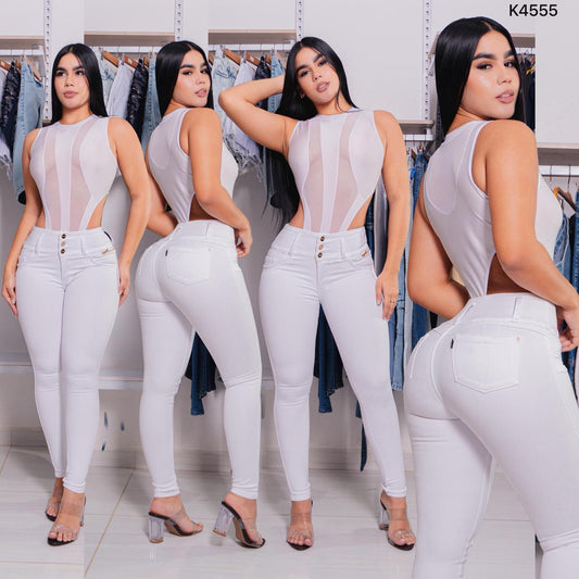 Jeans Skinny Stretch Blanco - Ref K4555 - K4555-01.jpg