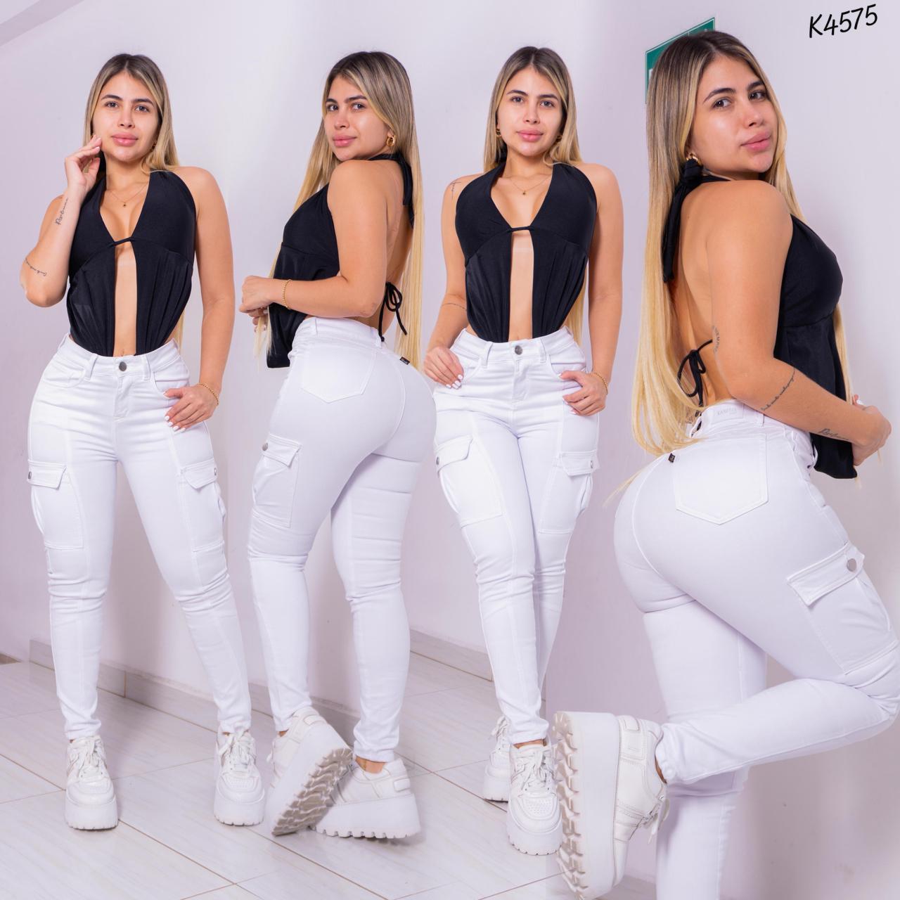 Jeans Cargo Stretch Blanco - Ref K4575 - K4575-01.jpg