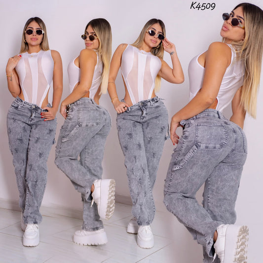 Jeans Mom Fit Rigido - Ref K4509